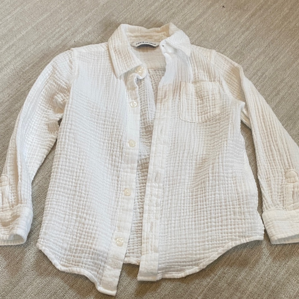 Janie and Jack Cream Textured Kids Button-Down Shirt